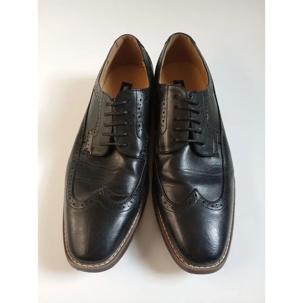 Steve Madden Shoes Mens Size 13 Black Wingtip Lace Up Dress Shoes